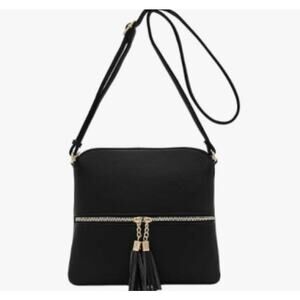 Amelie Galanti Lightweight Medium Crossbody Bag with Tassel & Zipper Pocket